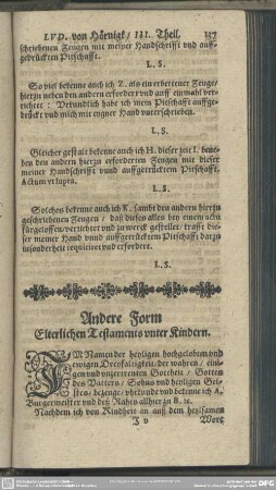 Andere Form Elterlichen Testaments unter Kindern