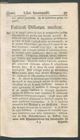 Fasciculi Dissertatt. medicar.