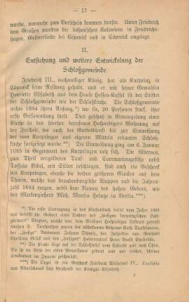 II. Entstehung und weitere Entwickelung der Schloßgemeinde