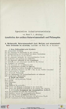 Spezielles Inhaltsverzeichnis