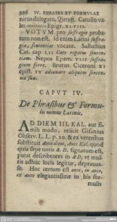 Caput IV. De Phrasibus & Formulis minus Latinis