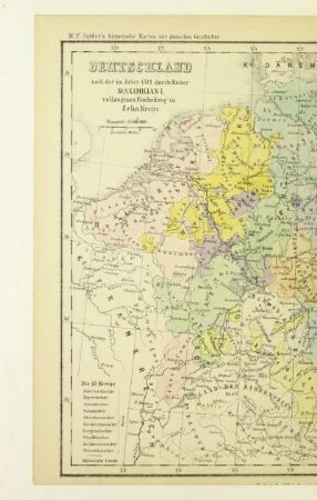 Deutschland nach der im Jahre 1512 durch Kaiser Maximilian I. vollzogenen Eintheilung in zehn Kreise