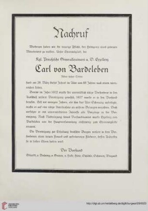 Nachruf Carl von Bardeleben