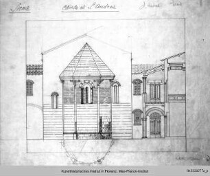 Plan: Projekt der Soprindendenza ai Monumenti für die Restaurierung der Ostseite von Sant'Andrea
