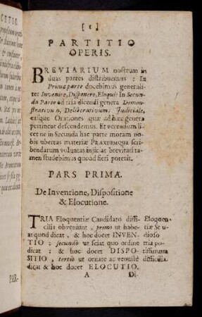 1-138, Prima Pars: Artis Oratoriae