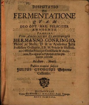 Disputatio De Fermentatione