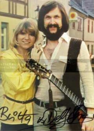 Autogrammkarte Britta und Delf Stern (Gesangsduo aus Westberlin)