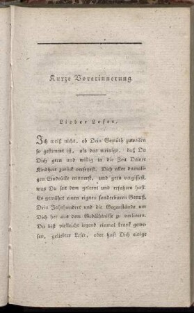 Kurze Vorerinnerung