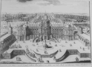 Erlangen, Entwurf einer Schloss-Anlage (Monplaisir) für die neue Residenz zu Christian-Erlang (Erlangen). Decker, Paul