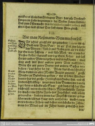 VII. Wie man Roßmarin-Wein machen soll