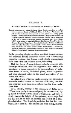 Chapter V. Malaria Without Vegetation Or Stagnant Water