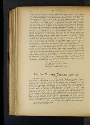 Von den Berliner Theatern 1904/05