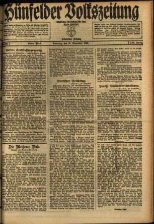 Erste Ausgabe vom Samstag, den 18. Dezember 1920.