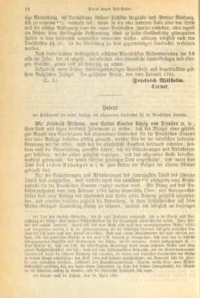 Patent zur Publikation der neuen Auflage des allgemeinen Landrechts für die Preußischen Staaten