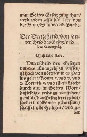 Der Dreizehend/ von unterscheid des Gesetz/ und des Evangelii.