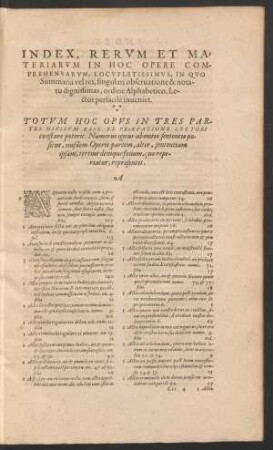 Index, Rerum Et Materiarum In Hoc Opere ...