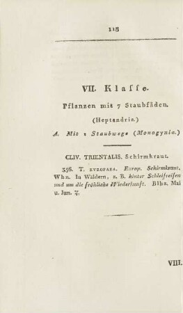 VII. Klasse. Pflanzen mit 7 Staubfäden