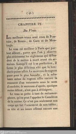 Chapitre IV. Du Veau