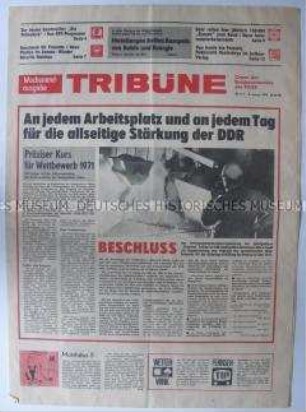 Tageszeitung des FDGB "Tribüne" zum sozialistischen Wettbewerb
