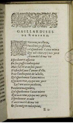 Gaillardises de Ronsard