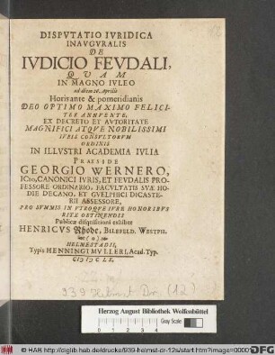 Disputatio Iuridica Inauguralis De Iudicio Feudali