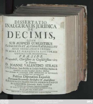 Dissertatio Inauguralis Juridica De Decimis