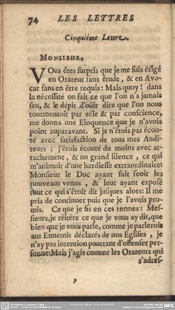 Cinquième Lettre