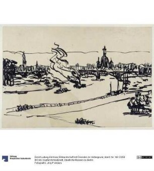 Elblandschaft mit Dresden im Hintergrund