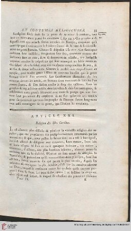 Article XXI: Religion des Isles Caraibes