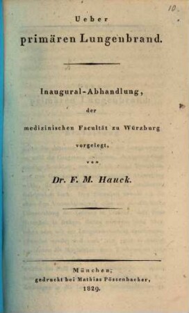 Ueber primären Lungenbrand : Inaugural-Abhandlung