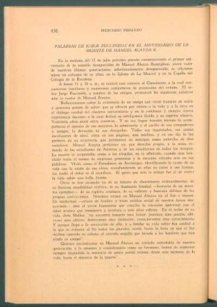 Palabras de Jorge Puccinelli en el aniversario de la muerte de Manuel Alayza R.