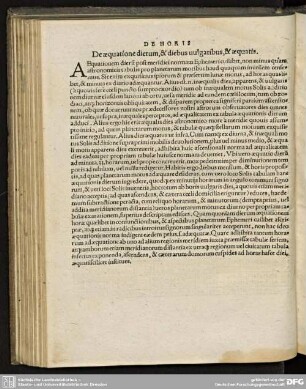DE HORIS De aequatione dierum, & diebus vulgaribus, & aequatis.