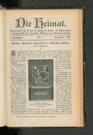 9. Jahrgang. No. 11. November 1899.
