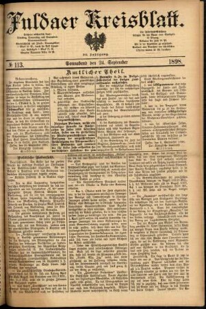 Erste Ausgabe vom Samstag, den 24. September 1898.