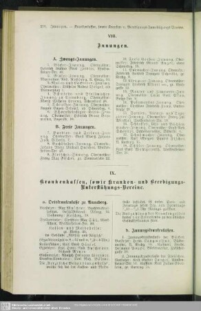 IX. Krankenkassen, sowie Kranken- und Beerdigungs- Unterstützungs-Vereine