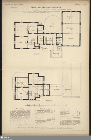Architekt A.C. Anger, Dresden. Kennwort: "Ohne Zierrath, ohne Zwiebel" Zweiter Preis. Wohn- und Wirthschaftsgebäude