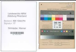 Entnazifizierung Werner Schnieder , geb. 19.09.1915 (Drogistengehilfe)