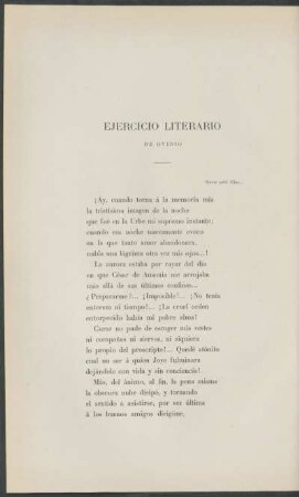 Ejercicio literario : De Ovidio