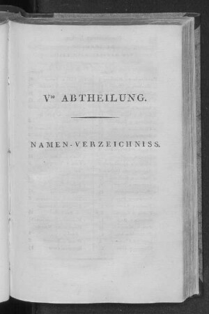 Vte Abtheilung. Namen-Verzeichniss.