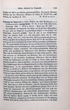 119-120 [Rezension] Pohle, Josef, Lehrbuch der Dogmatik; III. Band
