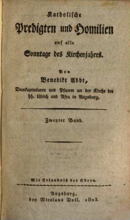 Katholische Predigten und Homilien auf alle Sonntage des Kirchenjahres, 2