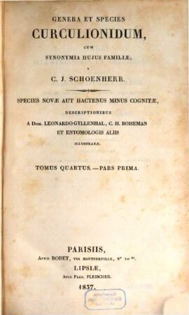Genera et species Curculionidum, cum synonyma hujus familiae : species novae aut hactenus minus cognitae, 4,1