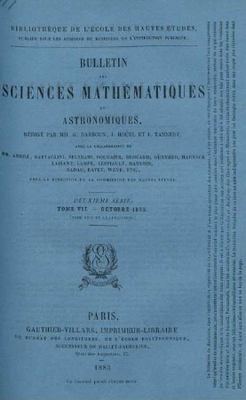Tome VII. - Octobre 1883.