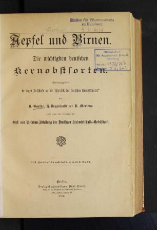 Aepfel und Birnen : die wichtigsten deutschen Kernobstsorten