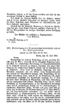 Befriedigung der Elementarschulbedürfnisse seitens der Stadtgemeinden : [V. Elementarschulwesen]