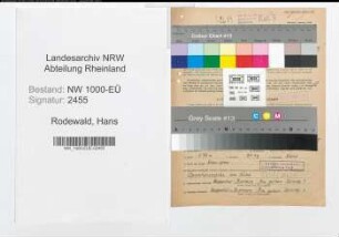 Entnazifizierung Hans Rodewald, geb. 20.09.1897 (Apotheker)