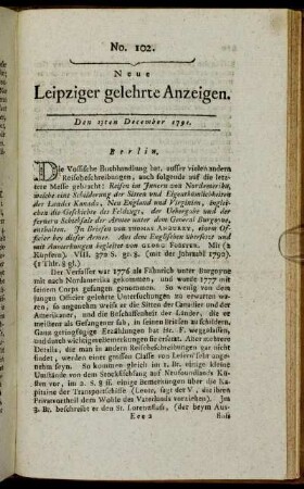 No. 102. Den 23ten December 1791.