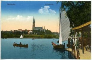 Chemnitz. Schlossteich mit Booten