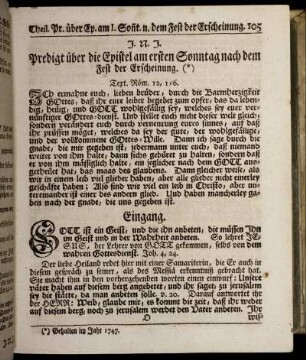 Predigt über die Epistel am ersten Sonntag nach dem Fest der Erscheinung.