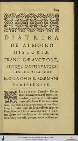 DIATRIBA DE AIMOINO HISTORIÆ